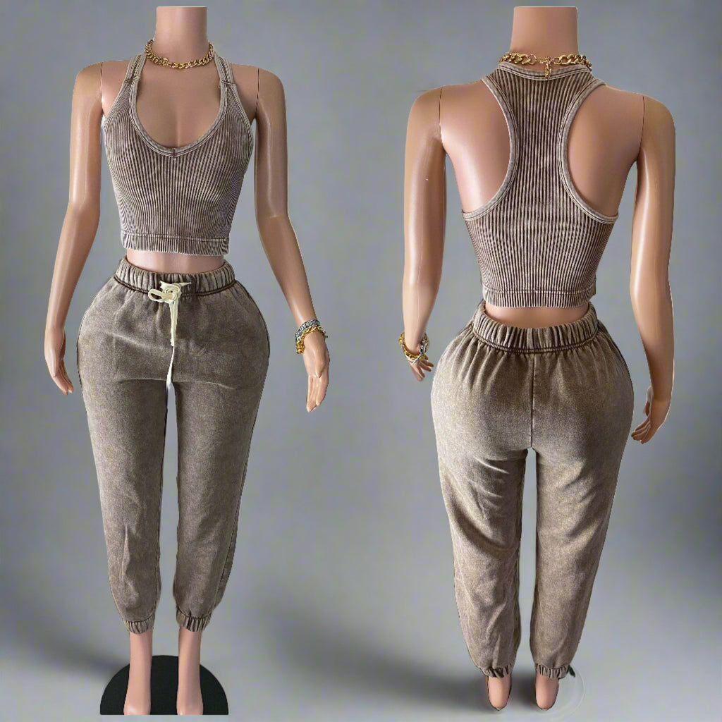 Mineral wash jogger set (Mocha)