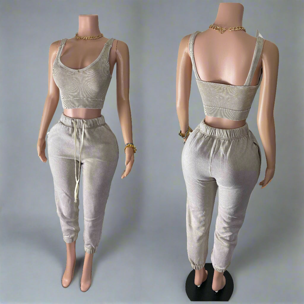 Mineral wash jogger sets (Ash Mocha)