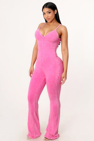 Keep it cute (Pink)Acid Wash Jumpsuit