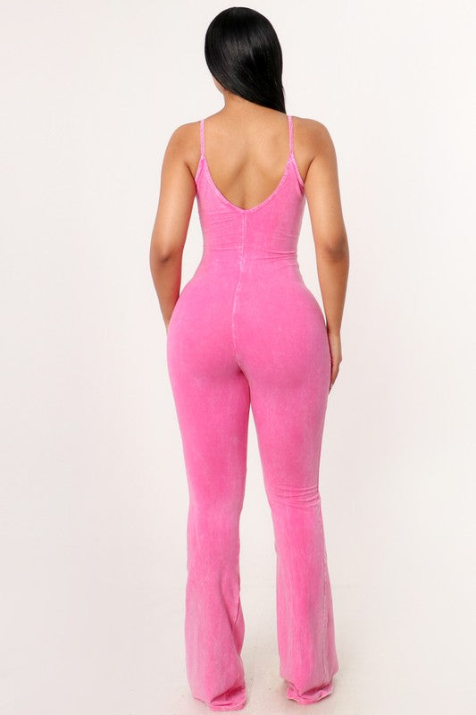 Keep it cute (Pink)Acid Wash Jumpsuit