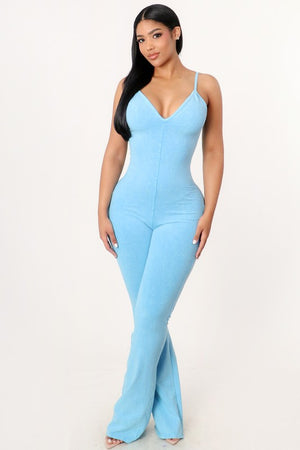 Keep it cute (Blue) Acid Wash Jumpsuit