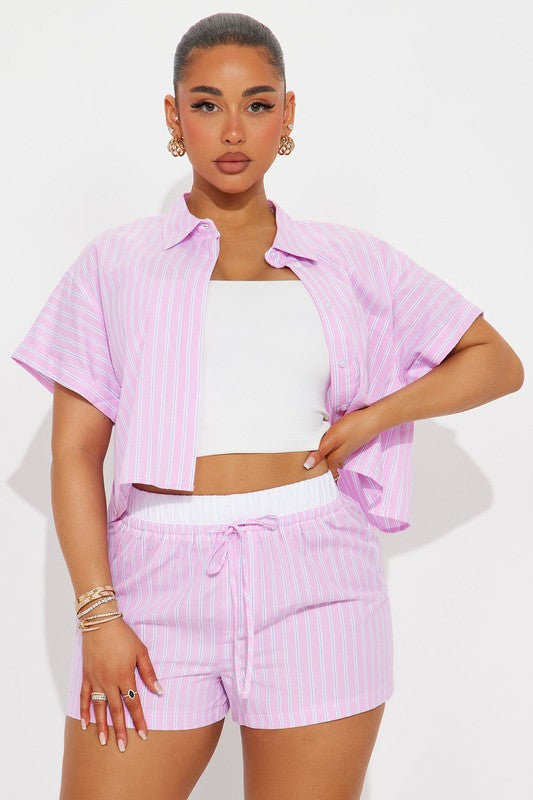 2 piece boxer short set (pink)