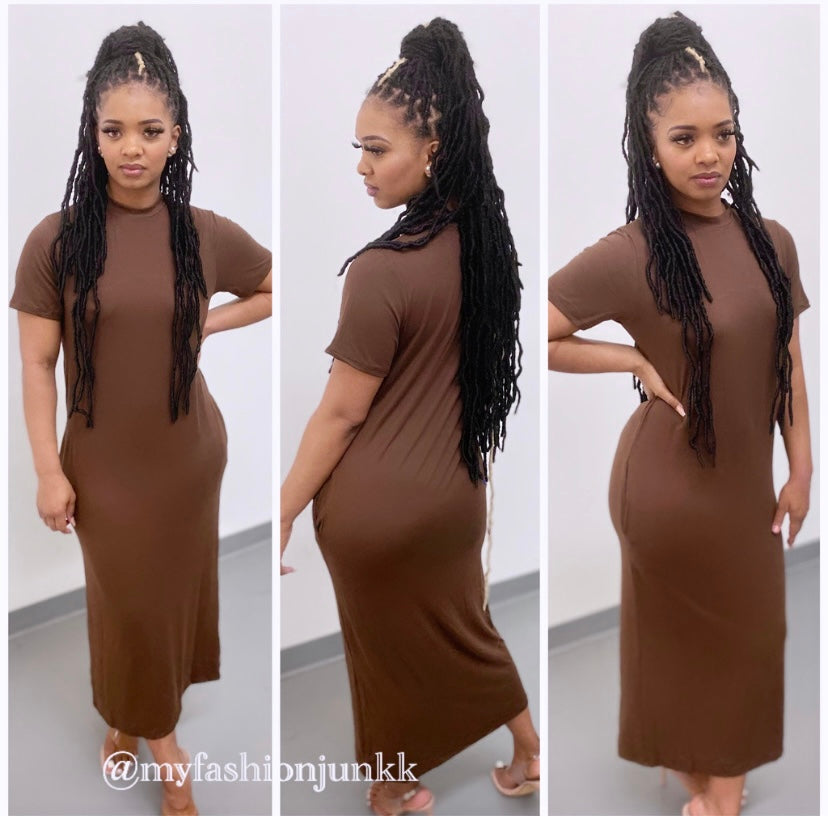 Long Tee Dress (Brown)